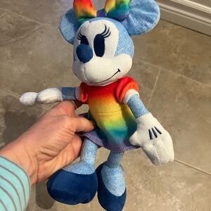 Disney Rainbow Plush Mouse with Blue Ears